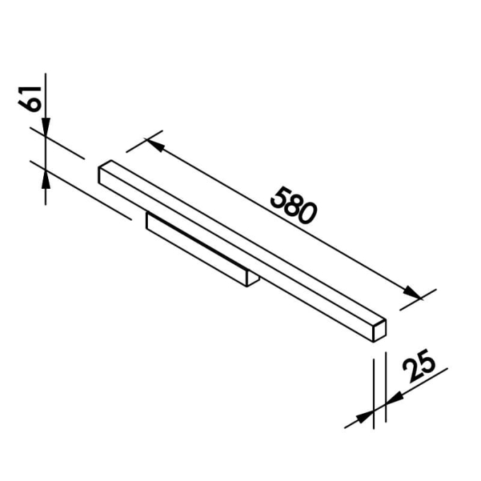 Arandela Newline Fit25 Wall Preto 16 Watts 3000K Alumínio/Acrílico 580mm 655LED3