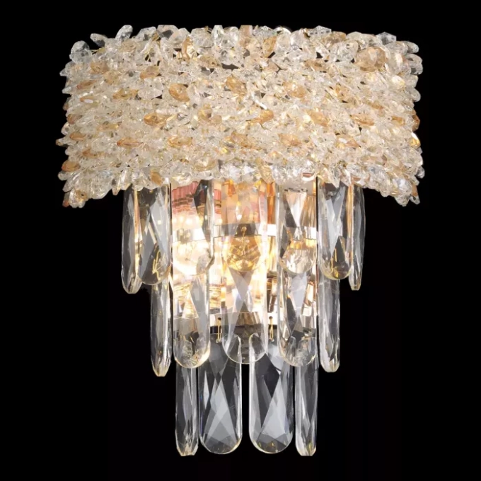 Arandela Sindora 2L E14 Metal Dourado e Cristal 260x240mm DCB06583