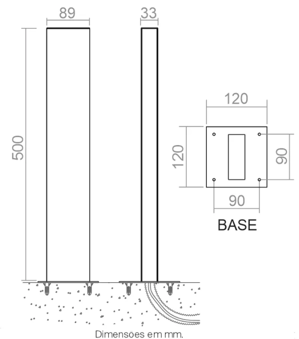 Poste Balizador Powerlume 12 watts IP65 Alumínio 500x89mm﻿ Bivolt PBL-FD12W