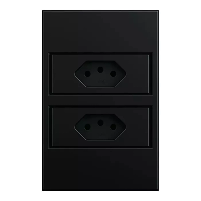 Tomada Stella Dupla 10A S. Touch Policarbonato Preto  STO24410PTO