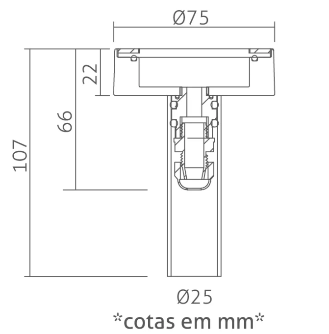 Embutido Powerlume Subaquático 9 watts IP68 12V Inox e Acrílico Bivolt Ø75x107mm ESA9W