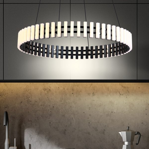 Pendente +Luz Diskio Metal e Acrilico Preto 36 watts 3000K Ø600mm PE-143/42.60PT