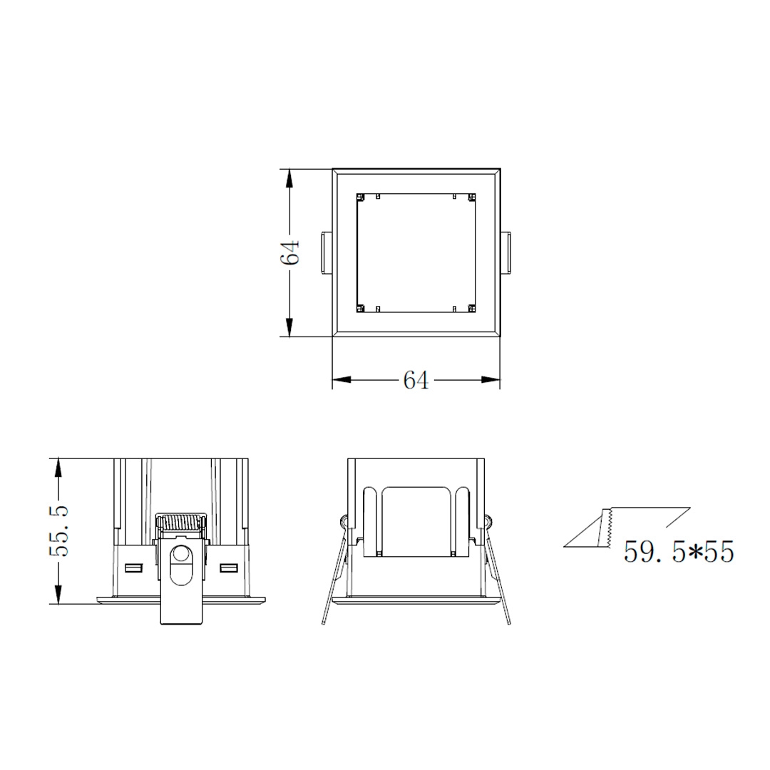 Moldura Embutir para Tap Individual Nordecor Preto 64x64x55mm 6673