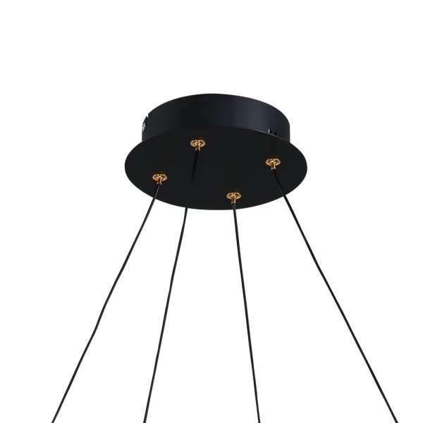 Pendente +Luz Diskio Metal e Acrilico Preto 36 watts 3000K Ø600mm PE-143/42.60PT