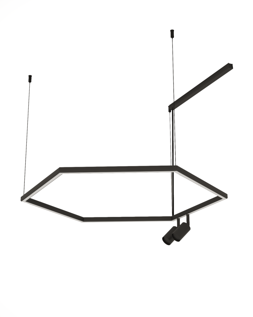 Pendente Bella Itália Risk Hexagonal Spot 62 watts + 2L MR11 Ø1200mm 9030020040 