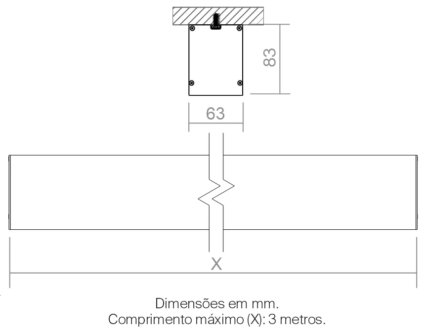 Perfil Powerlume Sobrepor Alumínio 63x83mm SBP60