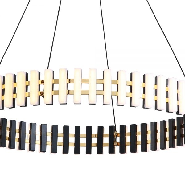 Pendente +Luz Diskio Metal e Acrilico Preto 36 watts 3000K Ø600mm PE-143/42.60PT