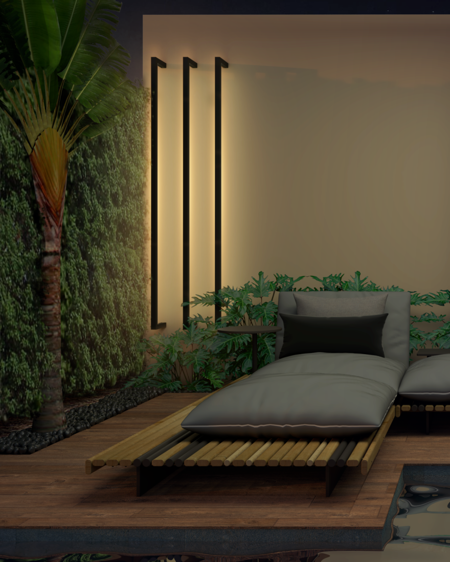 Arandela Bella Itália Cuadro 3000K IP65 Uso Externo 1100x40x140mm 90910302201
