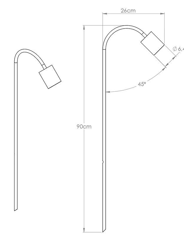Poste Balizador Bella Itália Cisne Espeto Angular 45° IP65 600mm 1L MR16 9074120212 