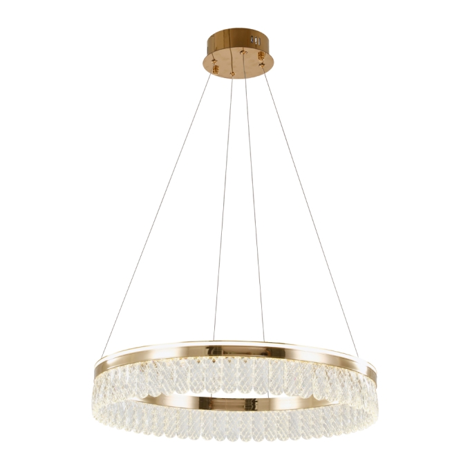 Pendente +Luz Lux Alumínio e Cristal Bronze 50 watts 3000K Ø580x105mm PE-188/50.60BRO