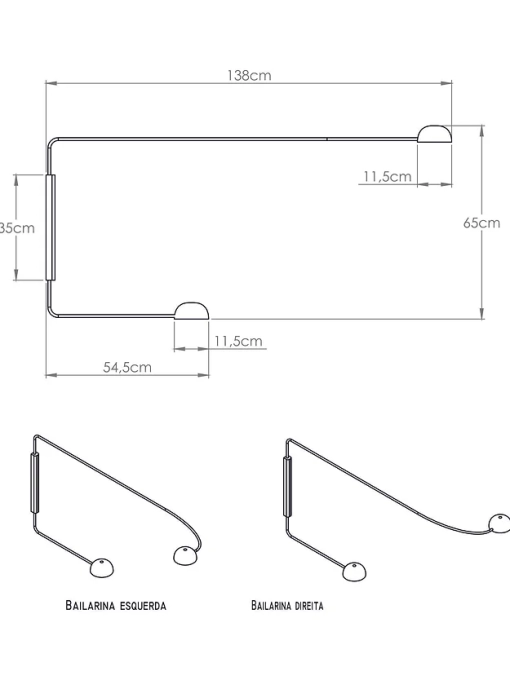 Arandela Bella Itália Bailarina Direita 3 watts 3000K Bivolt 1350x550mm 90120303402