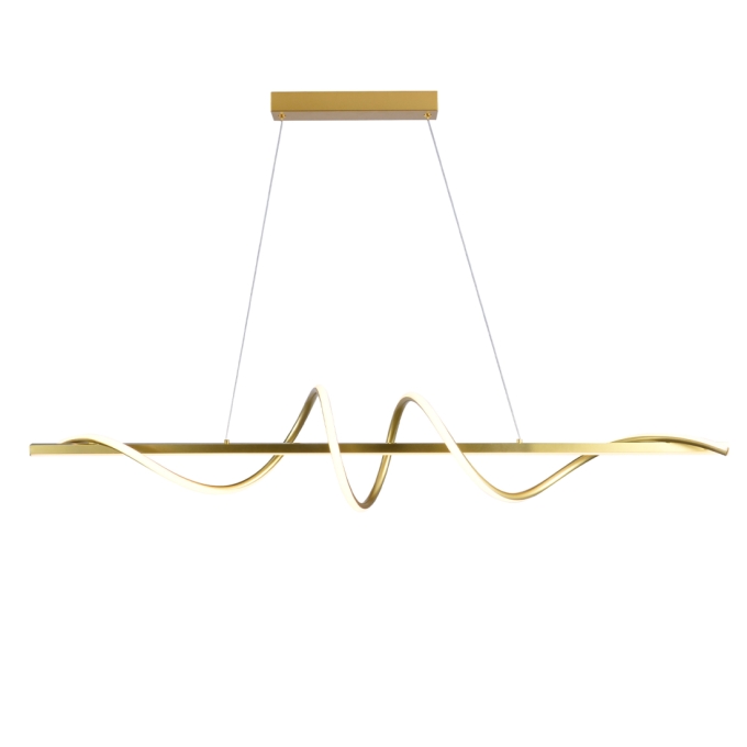 Pendente +Luz Belle Alumínio e Acrílico Dourado Fosco 68 watts 3000K 1200x200mm PE-190/68.120DF