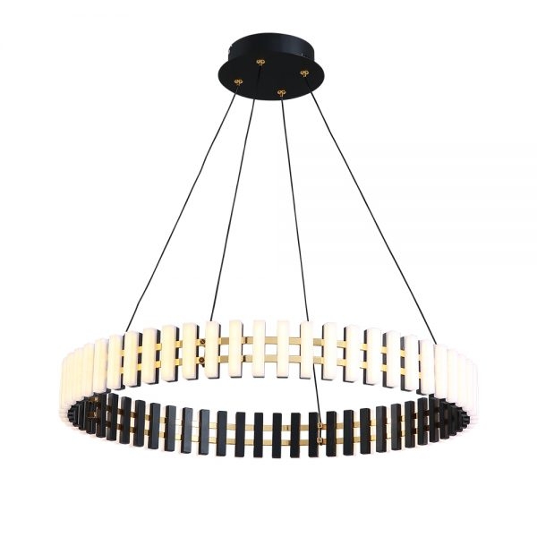 Pendente +Luz Diskio Metal e Acrilico Preto 36 watts 3000K Ø600mm PE-143/42.60PT
