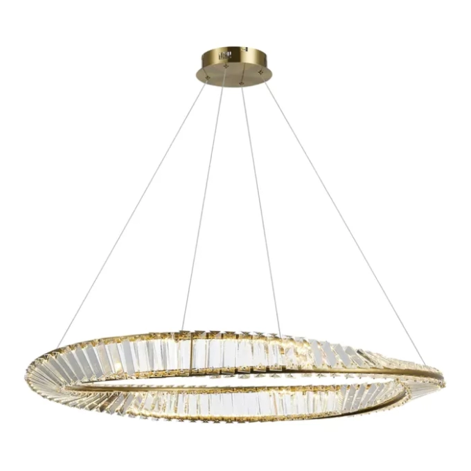 Pendente +Luz Vougue Cristal e Metal Dourado 50 watts 3000K Ø600mm PE-165/50.60DO