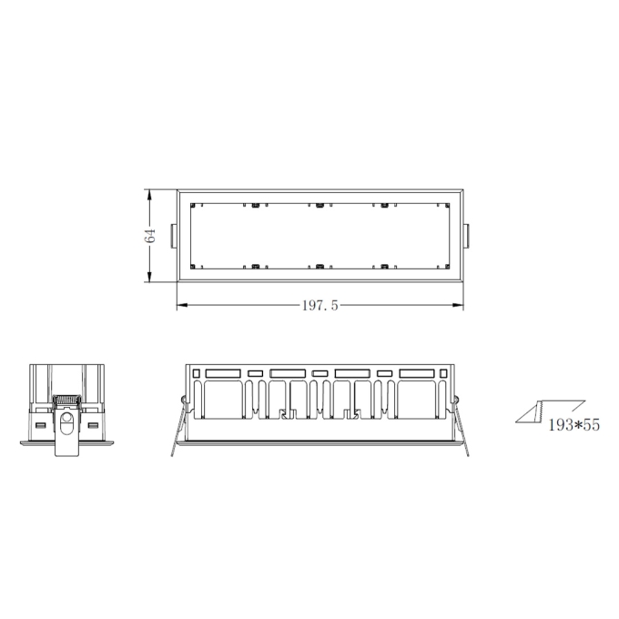 Moldura Embutir para Tap Quadruplo Nordecor Preto 197x64x55mm 6679