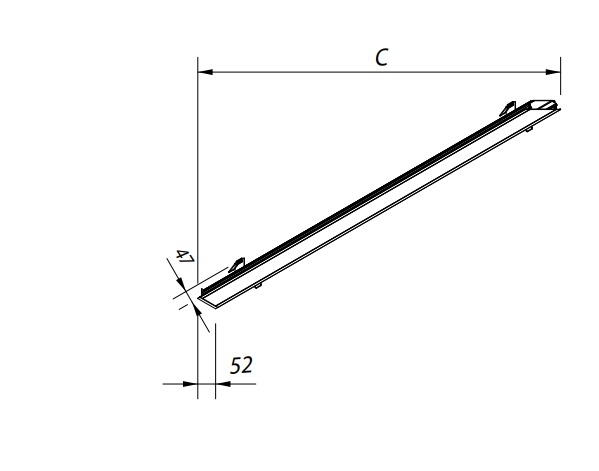 Perfil Embutido Newline Fit40 para Fita de Led 1500x52x50mm SCPE40150