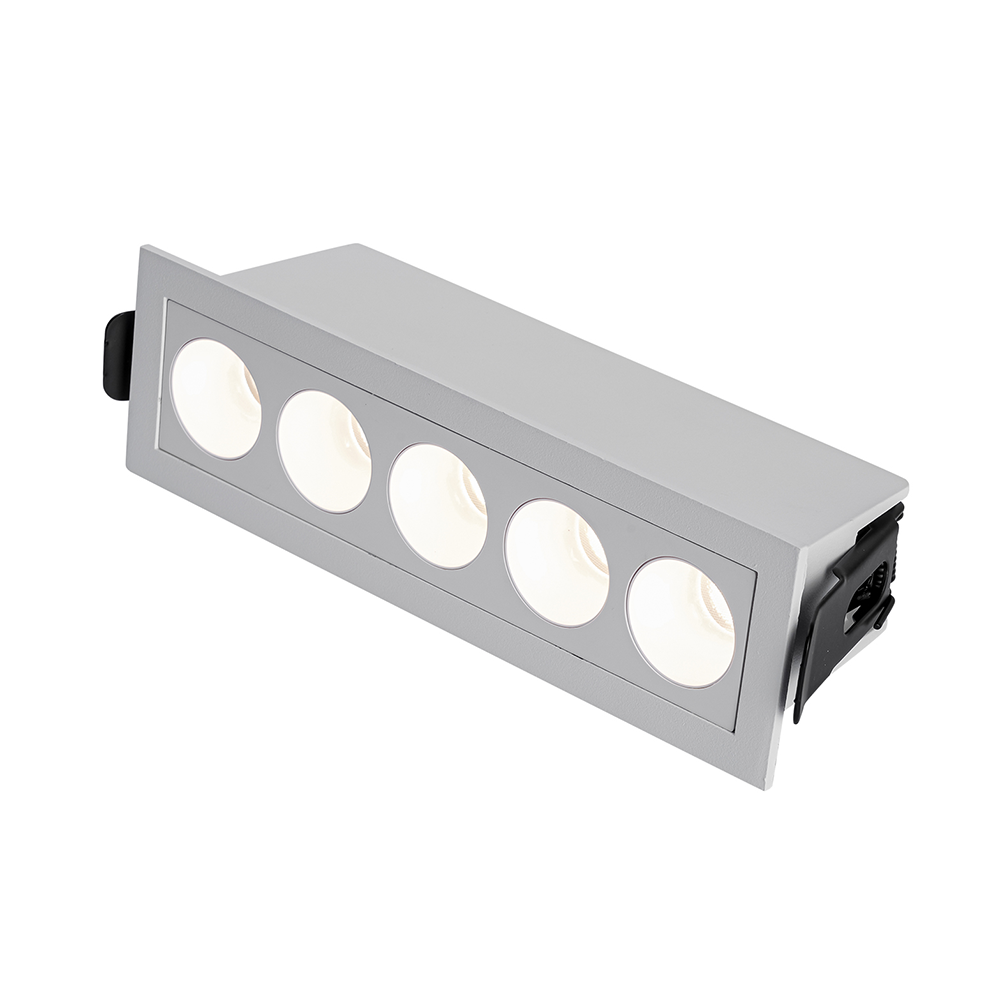 Embutido Nordecor Downlight Powerus 5 Focos 10 watts Branco 3000K IRC90 38° Bivolt 148x45x50mm 6733