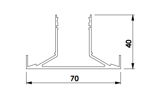 Perfil Newline Sobrepor Up para Fita de Led 1010x70x40mm SPSUP100