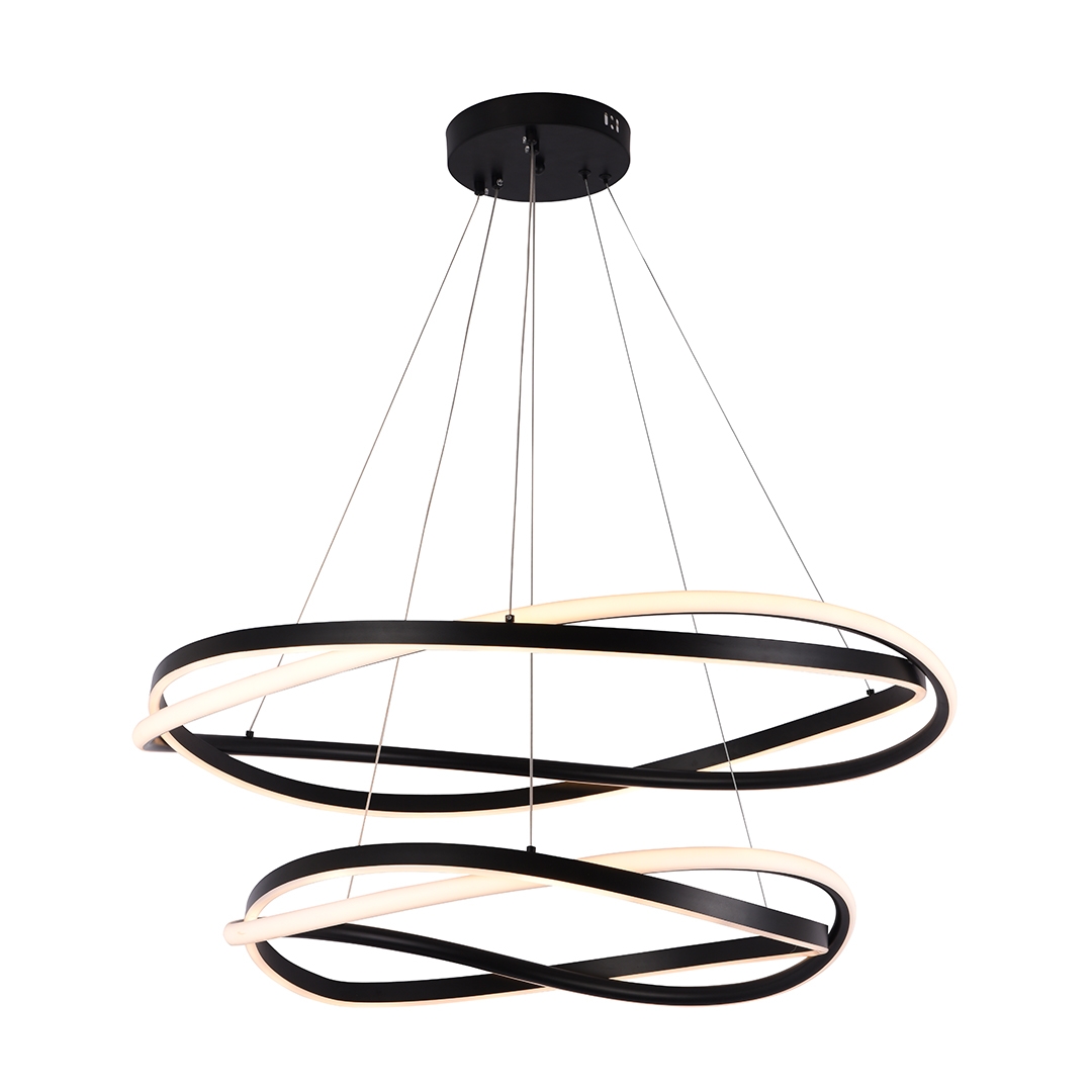 Pendente Nordecor Euni Odi 135 watts 3000K Preto Ø600/800mm 2877