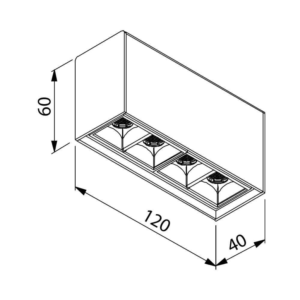 Plafon Newline Pixel 4 Focos 8 watts 10° 2700K Bivolt 120x40x60mm PL03029LED27