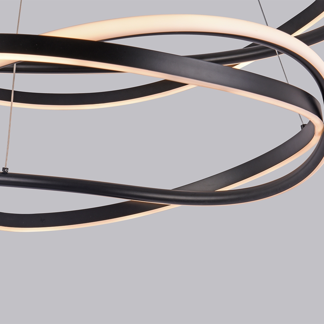 Pendente Nordecor Euni Odi 135 watts 3000K Preto Ø600/800mm 2877