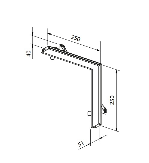 Perfil Embutido Newline Fit40 Slim Curva Teto/Parede 250x52x250mm SCPE43001