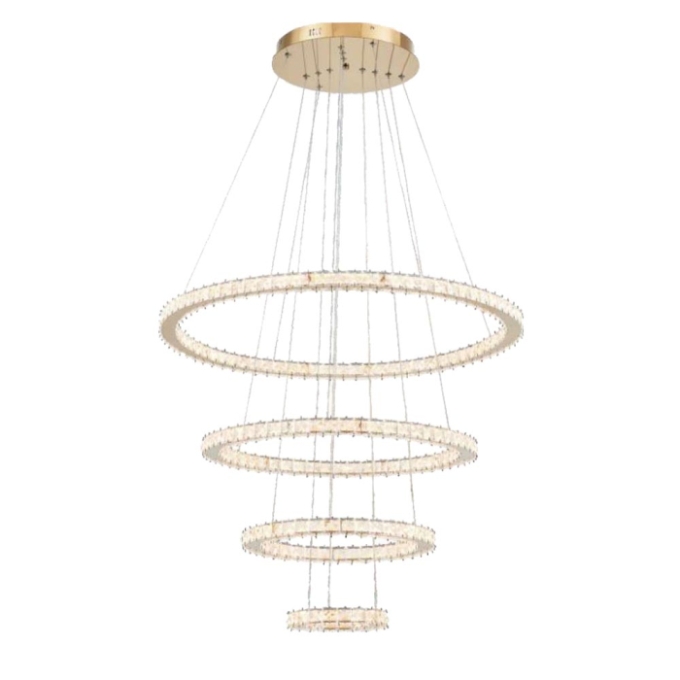 Pendente Astraled Led Slaney Dourado 128 watts 3000K Ø200x400x600x800mm PL-9748
