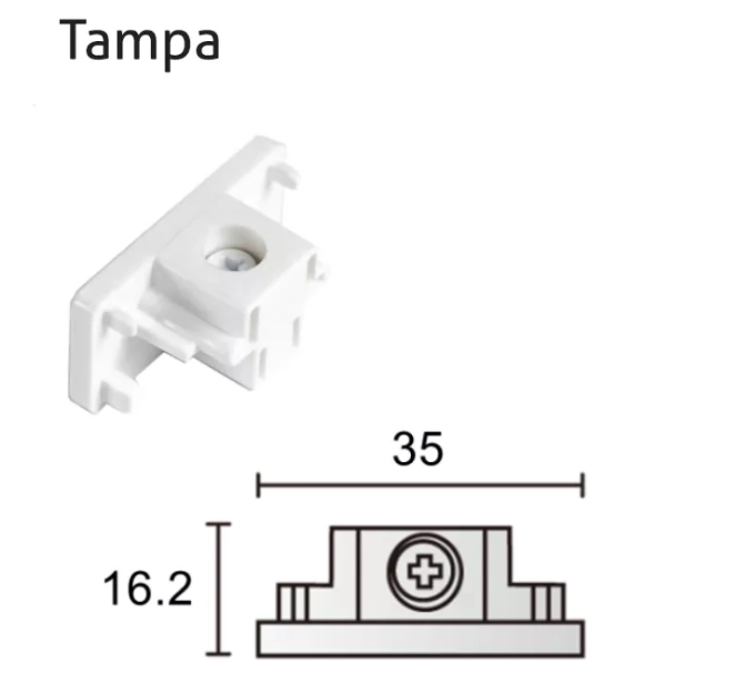 Tampa Acabamento para Trilho Powerlume 1 Circuito (TRI3) 35,2x31,3mm TAMPA