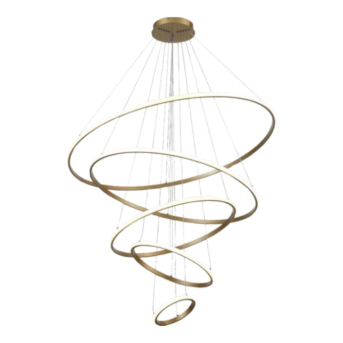 Pendente Astraled Led Tabit Dourado 188 watts 3000K Ø200x400x600x800x1000mm PL-9847
