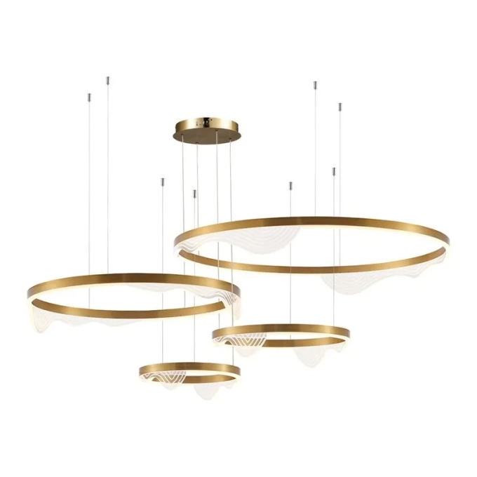 Pendente Astraled Led Lomy Dourado 134 watts 3000K 300x400x600x800mm PL-9854
