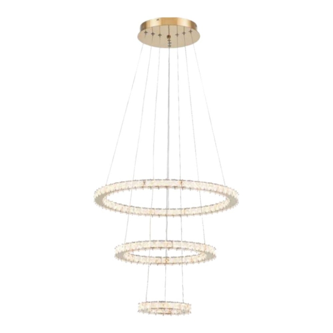 Pendente Astraled Led Slaney Dourado 76 watts 3000K Ø200x400x600mm PL-9747
