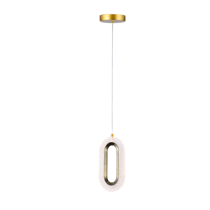 Pendente +Luz Vivara Alumínio, Metal e Acrílico Dourado 8 watts 3000K 120x240mm PE-197/8.24DO