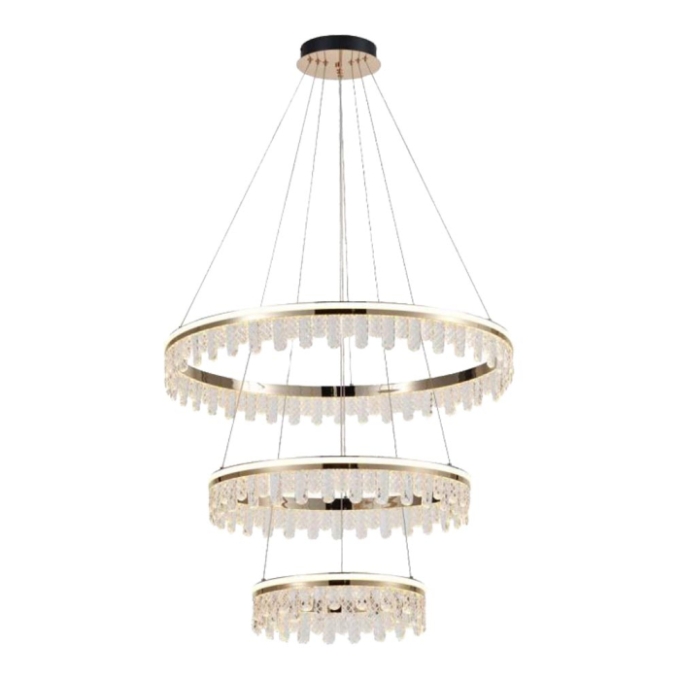 Pendente Astraled Led Ankaa Dourado Brilho 228 watts 3000K 400x600x800mm PL-9746
