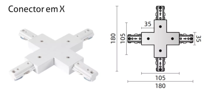Conector para Trilho Powerlume Cruz 1 Circuito TRI3 CONECTOR