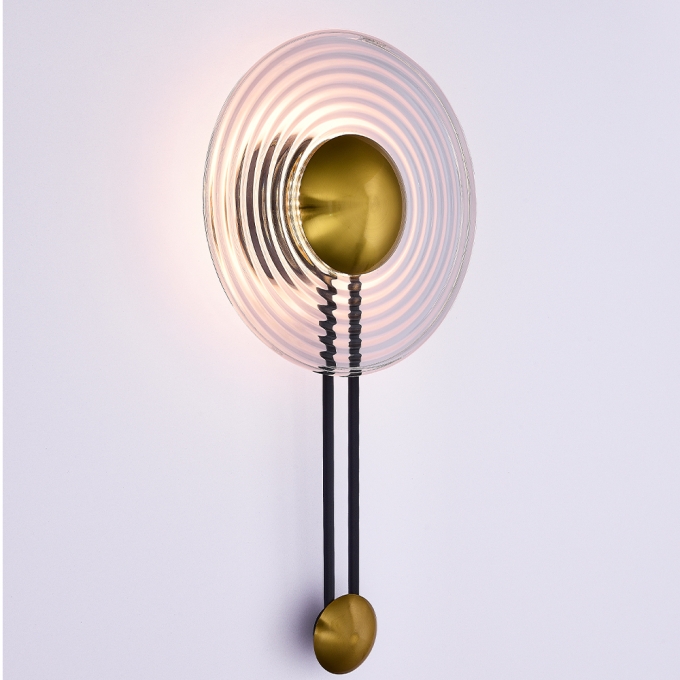 Arandela +Luz Scudo Metal e Vidro 6 watts Preto e Bronze Ø300x560mm AR-176/6.30PBRO