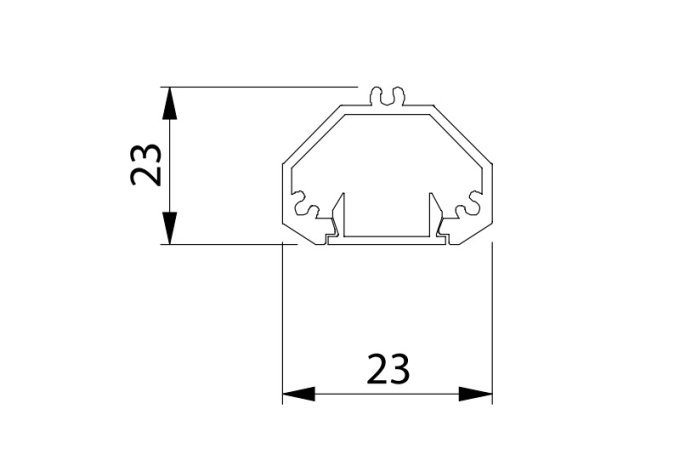 Perfil Newline Linear Sobrepor Fit15 Canto 45° 1000x23x23mm SPS12100