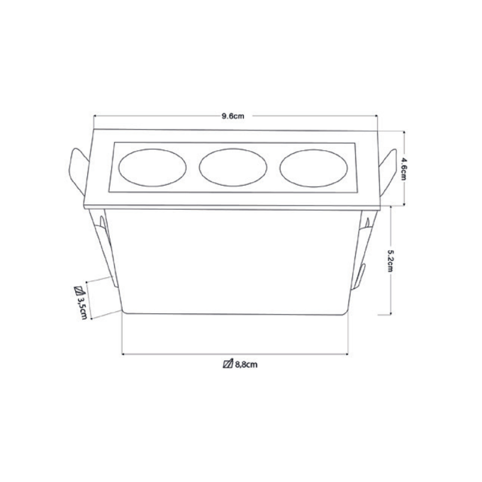 Embutido Nordecor Downlight Powerus 3 Focos 6 watts Branco 3000K IRC90 35° Bivolt 96x46x52mm 6730