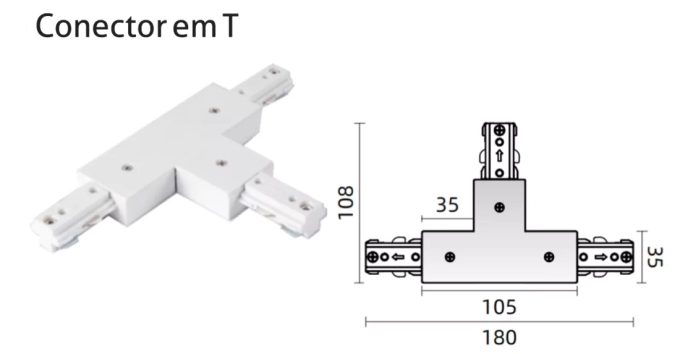 Conector para Trilho Powerlume T 1 Circuito (TRI3) CONECTOR