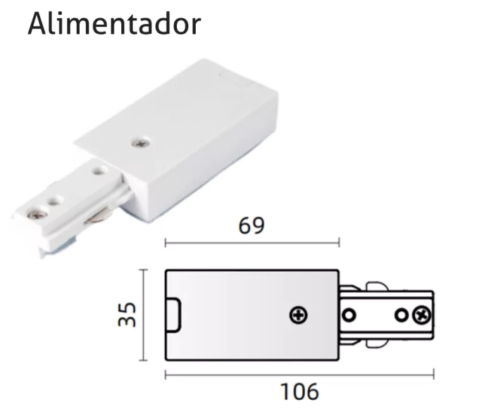 Conector para Trilho Powerlume 1 Circuito TRI3 CONECTOR
