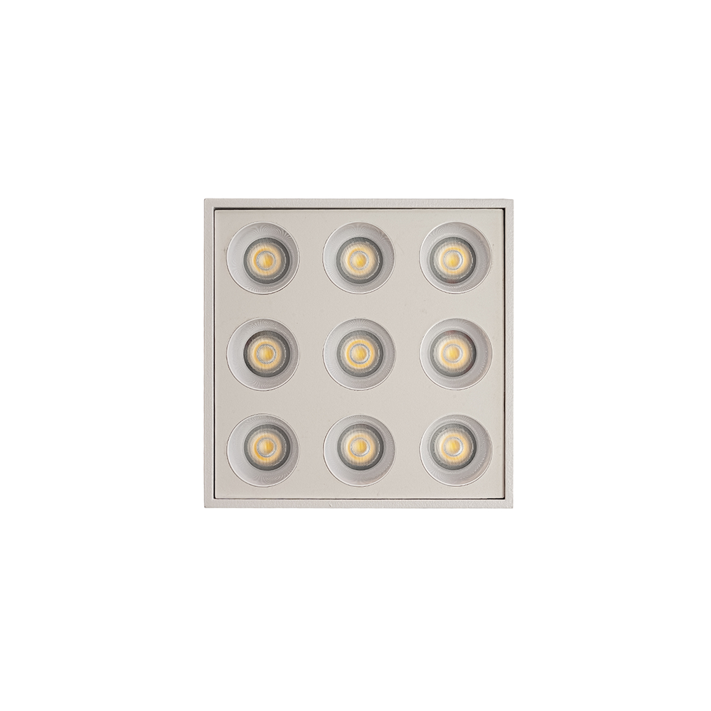  Spot Sobrepor Nordecor Downlight Powerus 9 Focos 18 watts 4000K Branco IRC90 24° Bivolt 96x96x81mm 6810