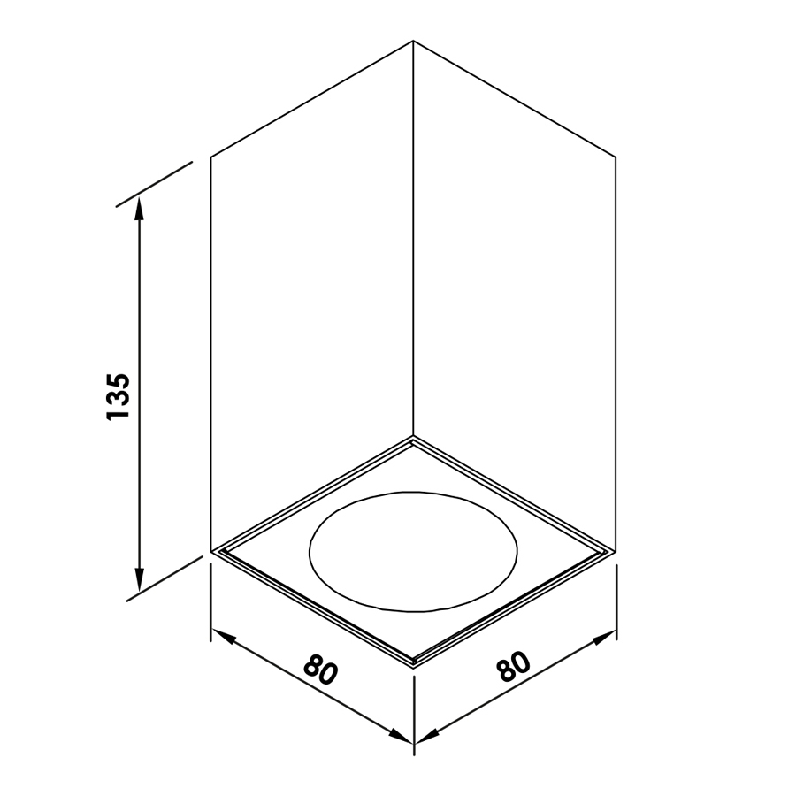 Plafon Newline Cube 1L PAR20 PRETO 80x80x135mm SPL03011
