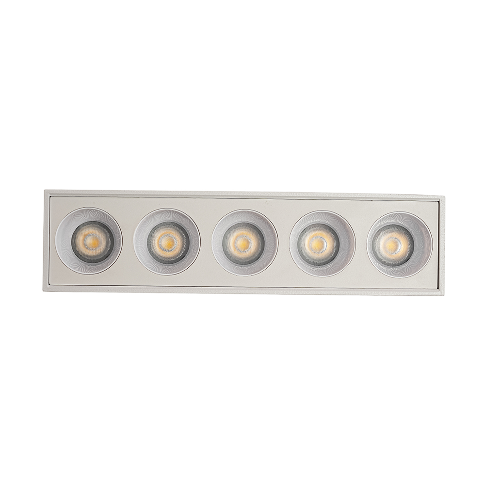  Spot Sobrepor Nordecor Downlight Powerus 5 Focos 10 watts 4000K Branco IRC90 35° Bivolt 137x35x70mm 6806