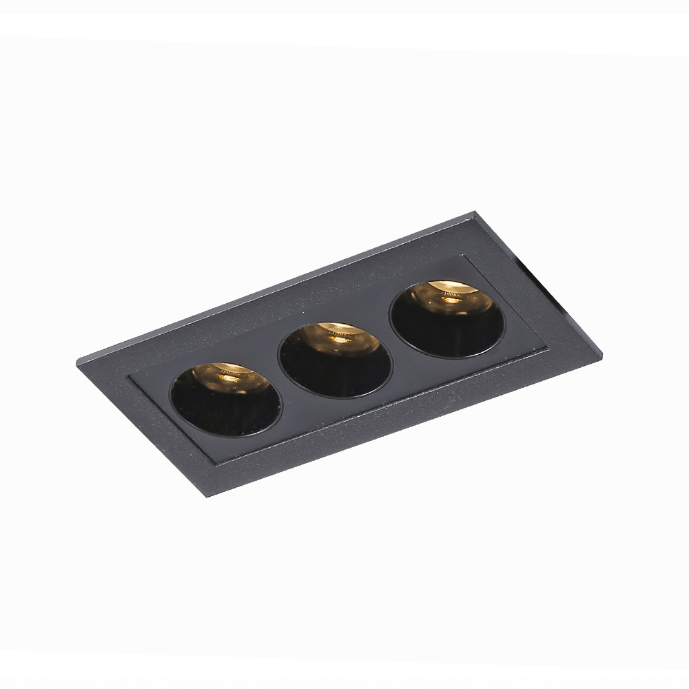 Embutido Nordecor Downlight Powerus 3 Focos 6 watts Preto 4000K IRC90 35° Bivolt 96x46x52mm 6789