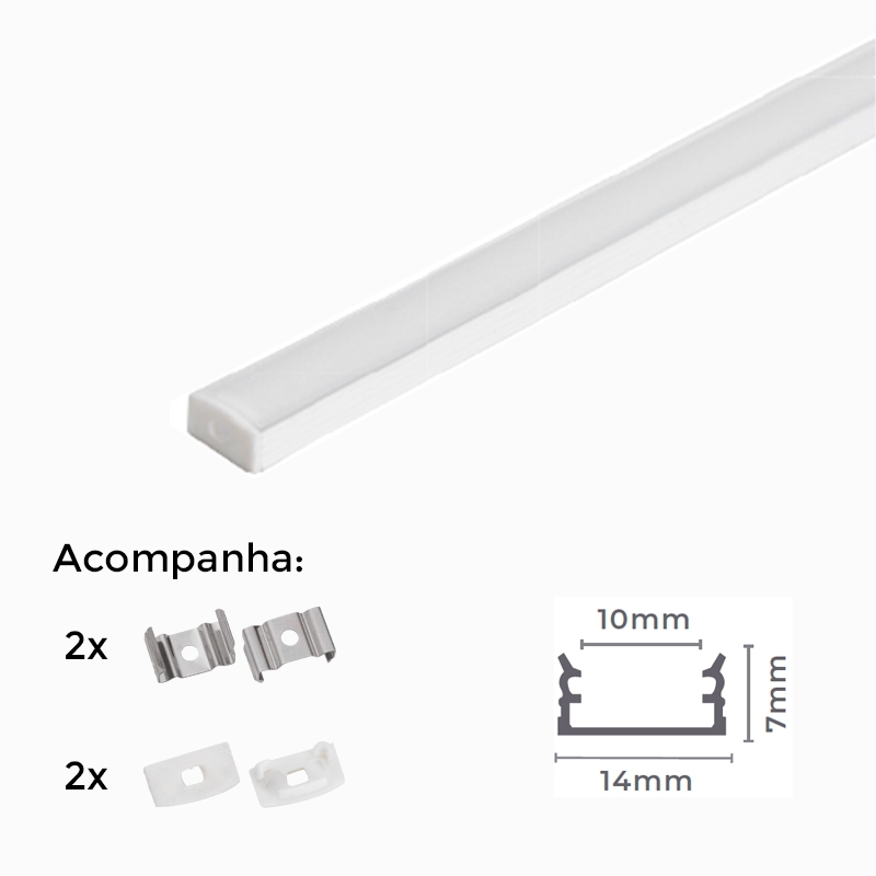 Perfil Sobrepor Nordecor 14x7mm Barra de 2 metros Branco 4294