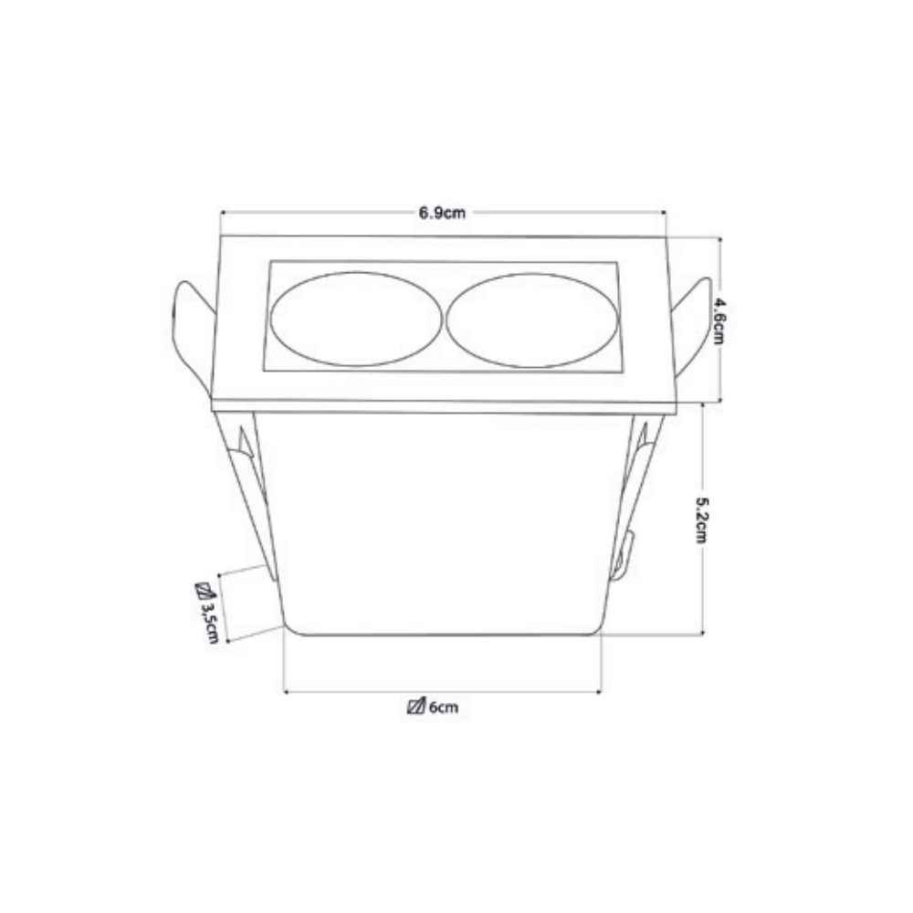 Embutido Nordecor Downlight Powerus 2 Focos 4 watts Branco 3000K IRC90 35° Bivolt 69x46x52mm 6728