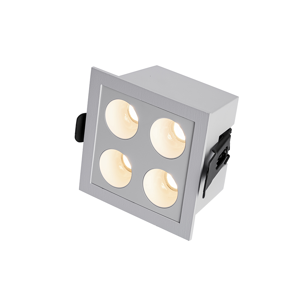 Embutido Nordecor Downlight Powerus 4 Focos 8 watts Branco 3000K IRC90 35° Bivolt 75x75x50mm 6732