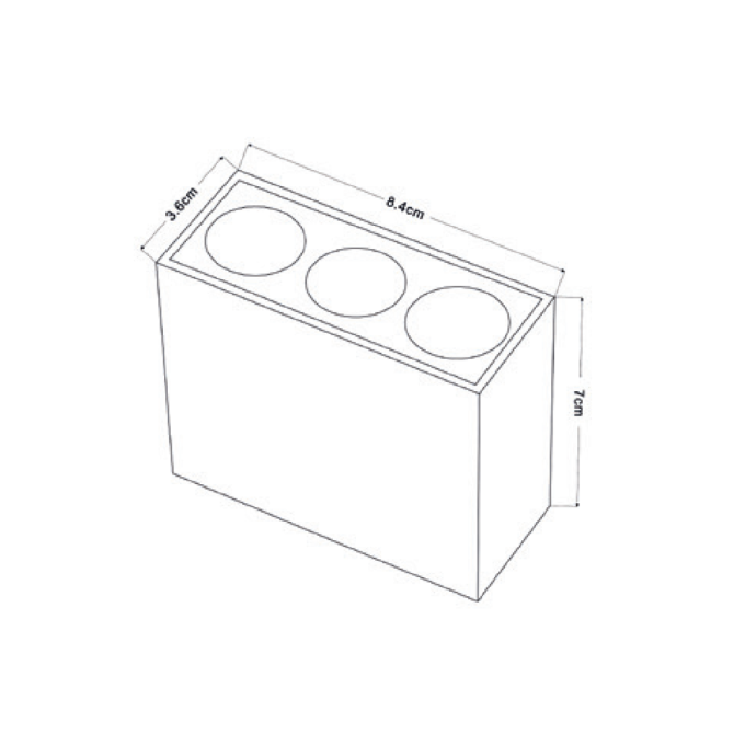  Spot Sobrepor Nordecor Downlight Powerus 3 Focos 6 watts 4000K Branco IRC90 35° Bivolt 84x36x70mm 6804