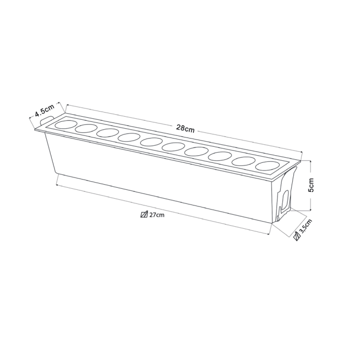 Embutido Nordecor Downlight Powerus 10 Focos 20 watts Branco 4000K IRC90 24° Bivolt 280x45x50mm 6796