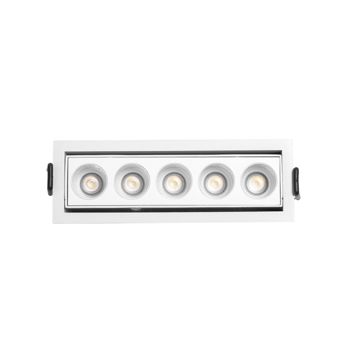 Embutido Nordecor Downlight Powerus Direcionavel 5 Focos 10 watts Branco 4000K IRC90 35° Bivolt 150x46x52mm 6794