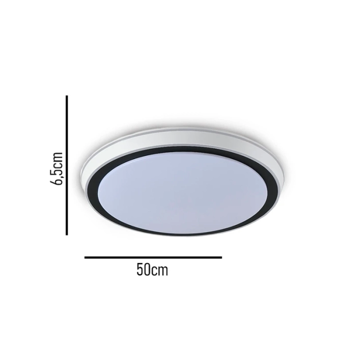 Plafon Skylight Ox Branco e Acrílico 36 watts 3000K Bivolt Ø500x65mm SKY-4078R5-BR